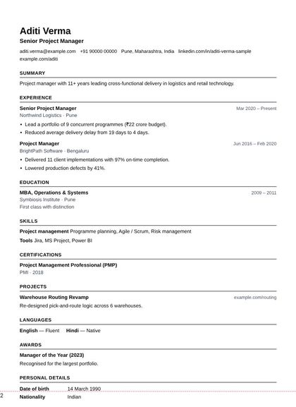 ATS-safe CV design