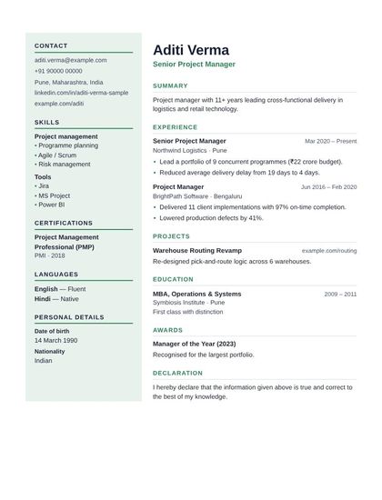 Sidebar CV design